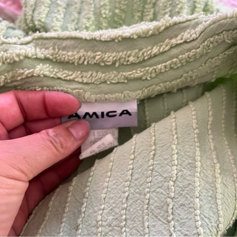 Vintage Amica Green Textured Cotton Button-Up Cardigan Blazer – Size Large - Picture 8 of 9